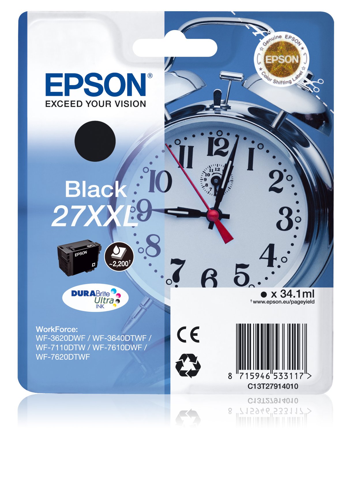 162EPT2711XB Kasetė Epson T27XXL (C13T27914012) BK 2200psl. OEM - Image 1
