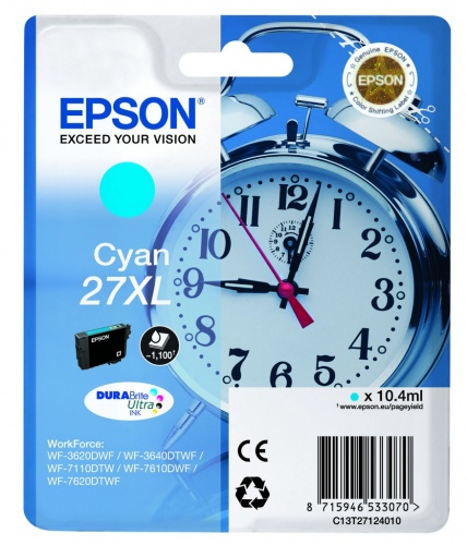 162EPT2712C Kasetė Epson T27XL (C13T27124012) CY 1.1K OEM - Image 1
