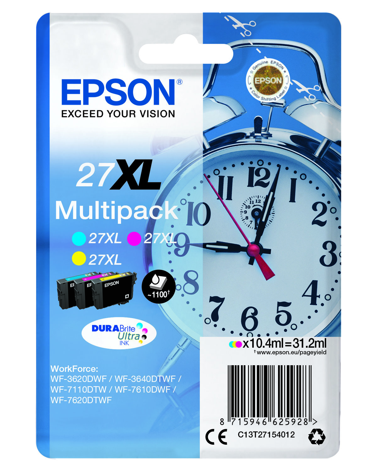 162EPT2715XL Kasetė Epson T27XL (C13T27154012) CMY OEM - Image 1