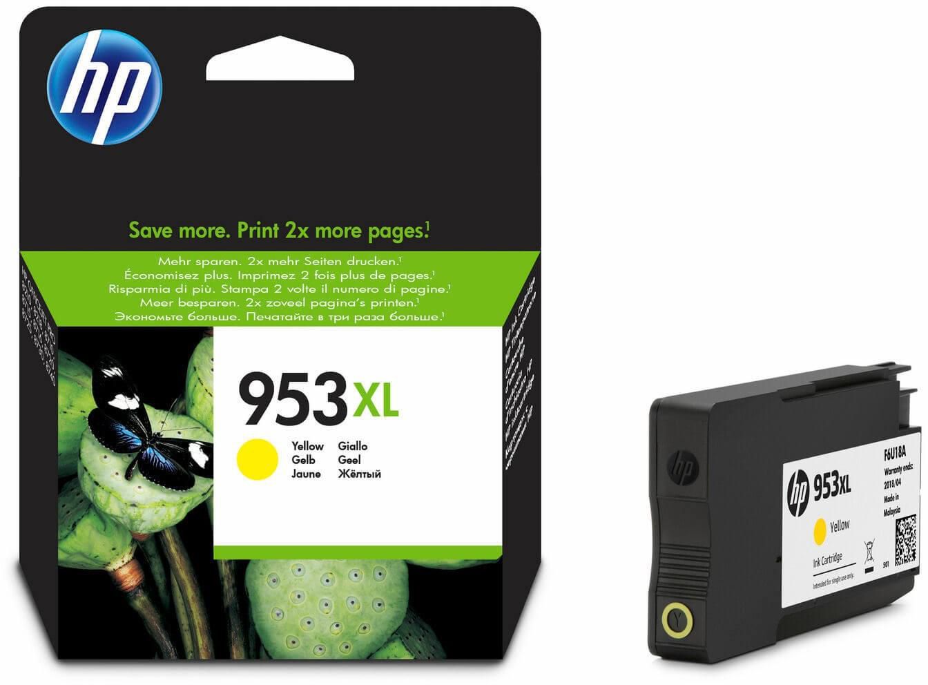 162HPF6U18AE Kasetė HP No.953XL (F6U18AE) YL 1600psl. OEM - Image 1