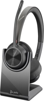 Poly Voyager 4320 UC Stereo Belaidės ausinės, Bluetooth, USB-A, +BT700 dongle,+Charging Stand, Juoda - Image 2