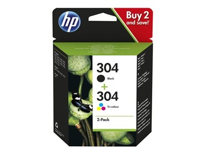 3jb05ae HP 304 2-pack Black/Tri-color (3JB05AE) Rašalinių kasečių komplektas, BK/CMY - Image 1