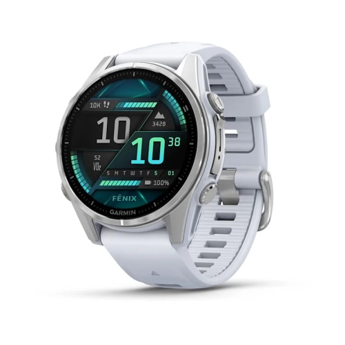 48132ef8-a932-4466-a122-55548c47ee54 Garmin Fenix 8 Išmanusis laikrodis 43 mm AMOLED Silver with Whitestone silicone band - Image 1