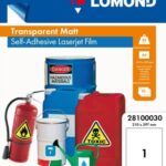 Lipni poliesterio plėvelė Lomond PET Laserjet Film Self Adhesive Skaidri Matinė A4, 25 lapai