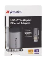Verbatim 49146 USB-C to Gigabit Ethernet Adapteris, USB 3.1 GEN 1, Gigabit Ethernet, Pilka/Juoda - Image 2