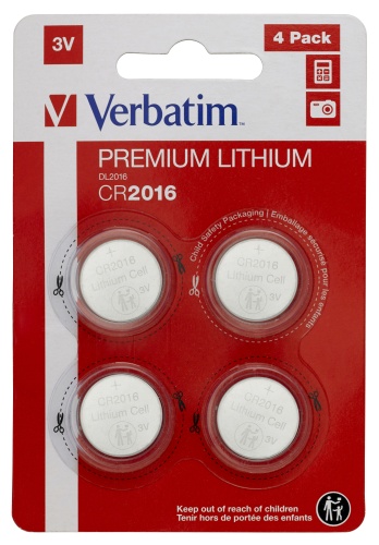 87048658-c85f-45fa-86f1-8a0bc0596961 Verbatim 49531 Lithium baterijos CR2016 3V (4 vnt pakuotėje) - Image 1