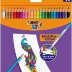 BIC Spalvoti pieštukai su trintuku Kids Evolution Illusion 24 spalvų rinkinys
