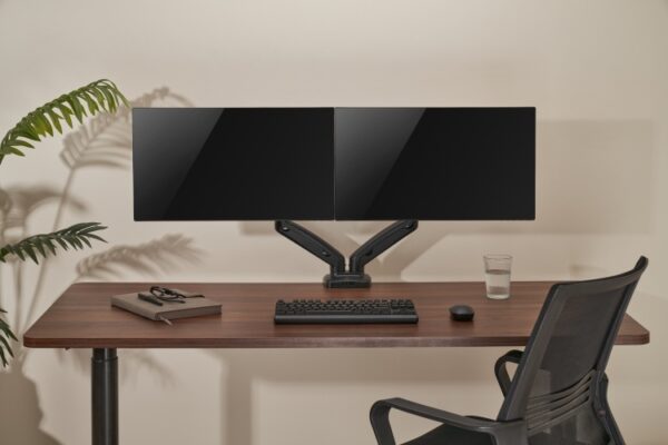 Up Up Premium Dual-Screen Monitoriaus laikiklis 17-32'', VESA 75x75, 100x100, Matinė juoda - Image 13