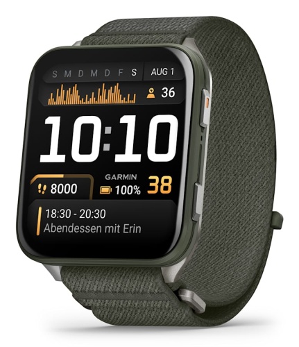 9c2c5a7c-c2db-4b1a-bf91-00dbba53a6ad Garmin Venu X1 Išmanusis laikrodis Moss, Titanium Caseback / Moss ComfortFit Nylon Band - Image 1