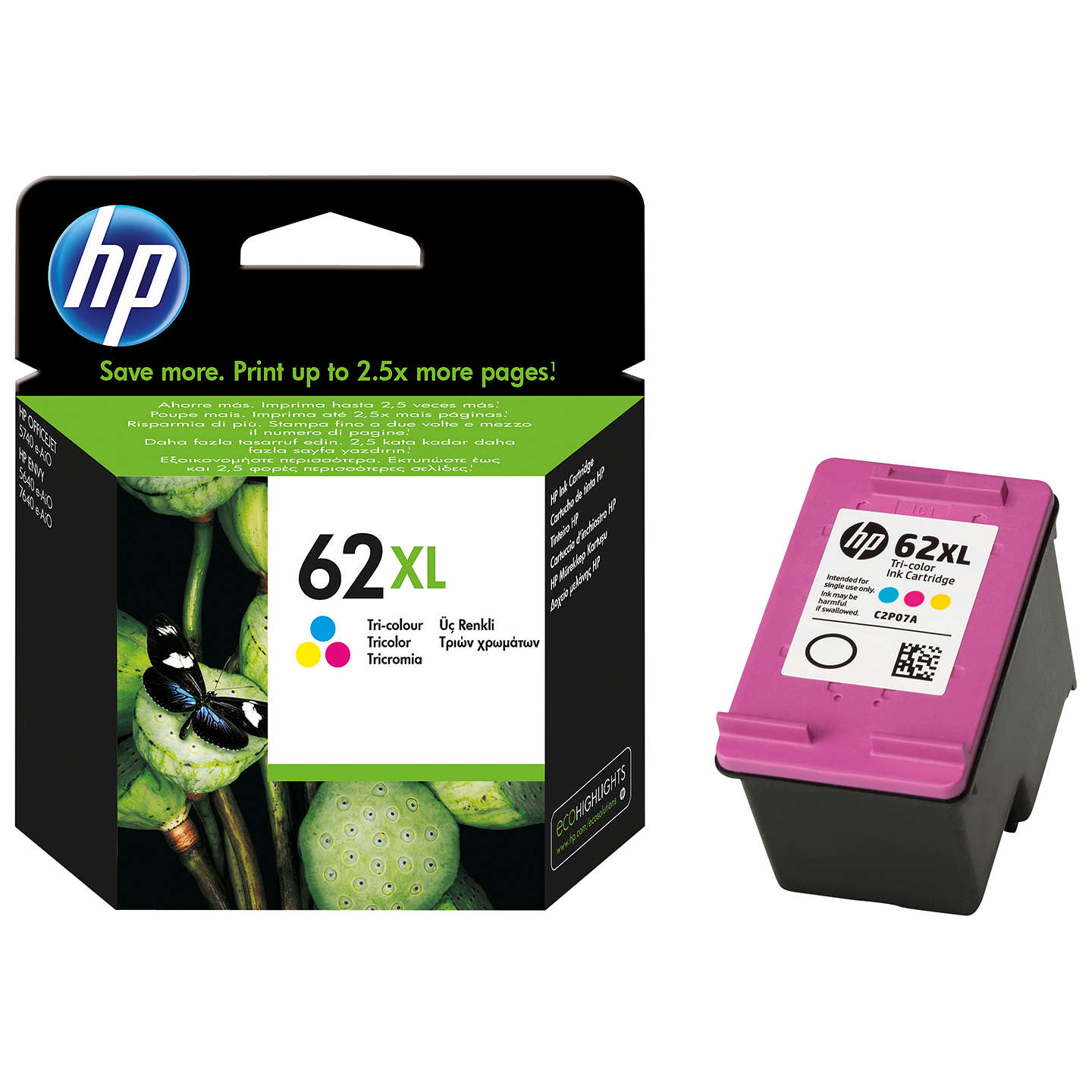 Ink_cartirdge_No_62XL_C2P07AE_CMY_415p_OEM Kasetė HP No.62XL (C2P07AE) CMY 415psl OEM - Image 1