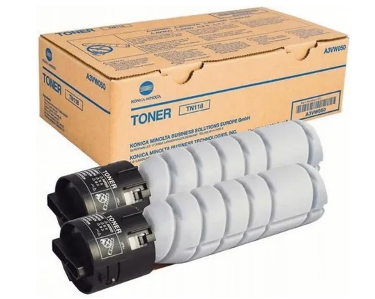 Rjs4TAsjcSKKrwPFAFPgP3B3w5rtWKJlHzU3i4k8 Konica Minolta TN118 (TN-118; A3VW050/A3VW051) Double pack Lazerinė kasetė, Juoda - Image 1