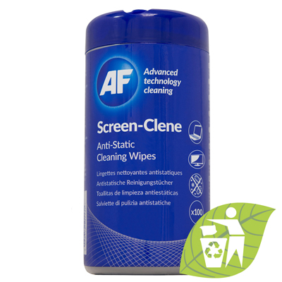 ScreenClene_Tub_of_screen_cleaning_wipes_100psc_AF Servetėlės AF TFT/LCD ekranų valymui antistatinės 100psc ECO - Image 1