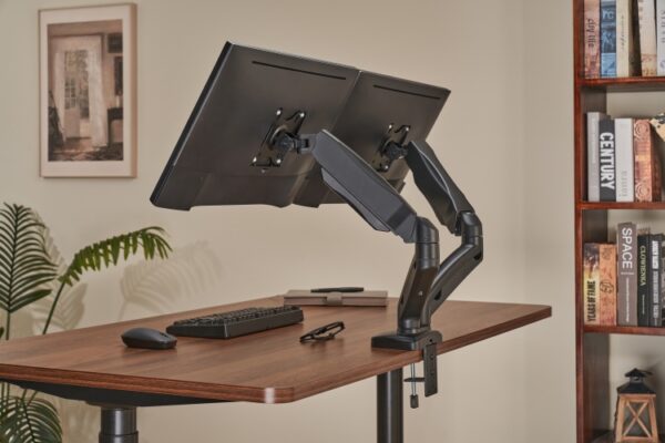 Up Up Premium Dual-Screen Monitoriaus laikiklis 17-32'', VESA 75x75, 100x100, Matinė juoda - Image 12