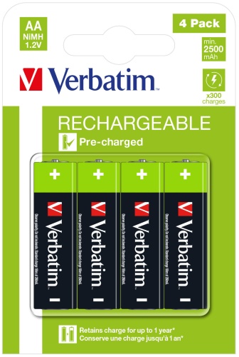 a8acced6-ba5a-49c7-8294-e4da313415d5 Verbatim 49517 Įkraunamos baterijos NiMH AA HR6 2500mAh (4 vnt pakuotėje) - Image 1