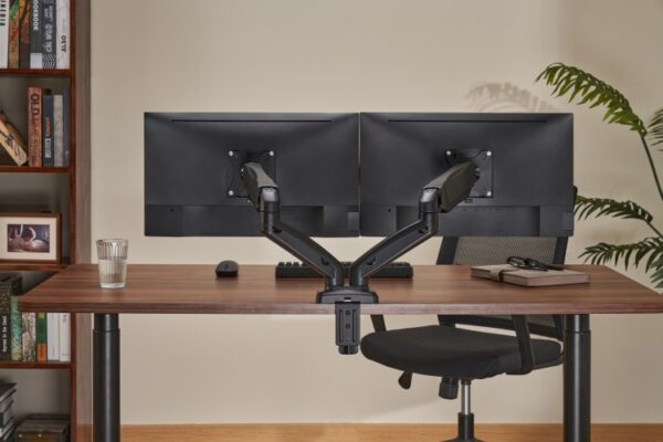 Up Up Premium Dual-Screen Monitoriaus laikiklis 17-32'', VESA 75x75, 100x100, Matinė juoda - Image 11