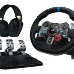Logitech G29 Driving Force Žaidimų vairas ir pedalai + G435 Ausinės, skirta PC, PS3, PS4, PS5, Juoda