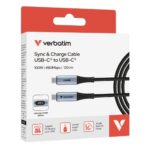 Verbatim 31848 Sync & Charge Kabelis USB-C į USB-C 100W 480Mbps 120cm, Power Display, Pilka/Juoda - Image 4