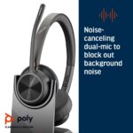 Poly Voyager 4320 UC Stereo Belaidės ausinės, Bluetooth, USB-A, +BT700 dongle,+Charging Stand, Juoda - Image 9