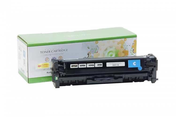 ce411a_box_and_cart Neoriginali Static Control HP 305A (CE411A), žydra kasetė - Image 1
