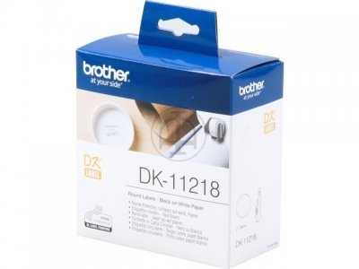 dk_11218 Brother DK-11218 Round Labels, Black on White Paper, 24 mm, 1000 labels per roll - Image 1