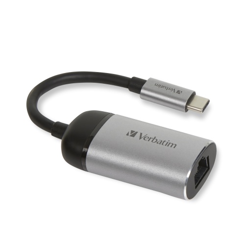 f7f10d20-f141-4666-887e-6e5aaf5e7481 Verbatim 49146 USB-C to Gigabit Ethernet Adapteris, USB 3.1 GEN 1, Gigabit Ethernet, Pilka/Juoda - Image 1