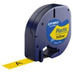 Dymo (S0721620) LetraTag Plastikinė etikečių juostelė, 12mm x 4m, Black on Yellow