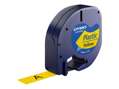 ff49f7c5-8cc3-481e-9335-1ba7646962b1 Dymo (S0721620) LetraTag Plastikinė etikečių juostelė, 12mm x 4m, Black on Yellow - Image 1