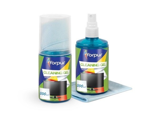 fo11306 Rinkinys ekranų valymui Forpus (skystis 200ml, šluostė) - Image 1